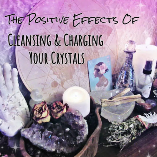 Crystals shining brightly after positive effects of cleansing in moon water, removing negative energy.