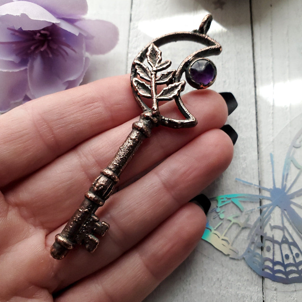 a hand holding a key with a flower in the background