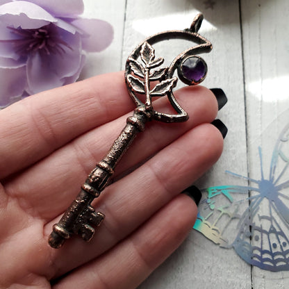 a hand holding a key with a flower in the background