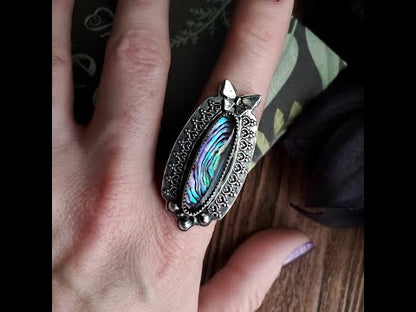 Abalone & Quartz Butterfly Ring - Into The Woods