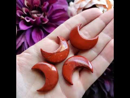 Red Jasper Crescent Moon- Individual Crystal - Or Necklace