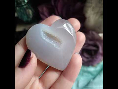Grey Agate Druzy Heart Crystal