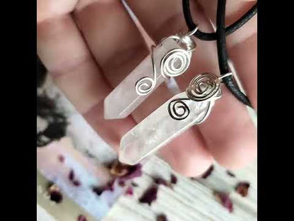 Rose Quartz Crystal Point Wire Wrapped Necklace